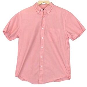 J.CREW Boys SZ Extra Large salmon Pink Cotton Short Sleeve Button Up Shirt #1049